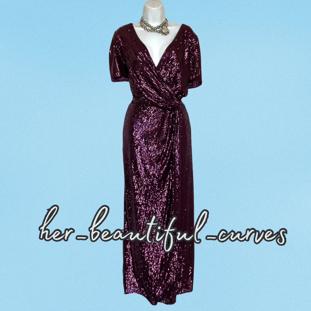 JOANNA HOPE SHIMMERING SEQUINS WEDDING EVENING PARTY DRESS SIZE 22