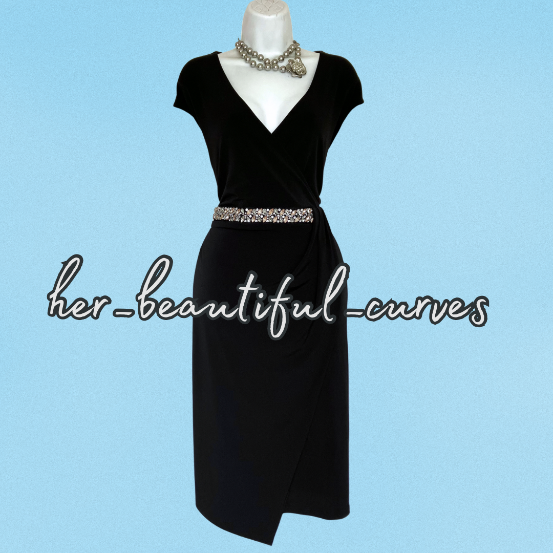 MONSOON RICH BLACK DIAMANTÉS JERSEY OCCASION PARTY DRESS SIZE 22