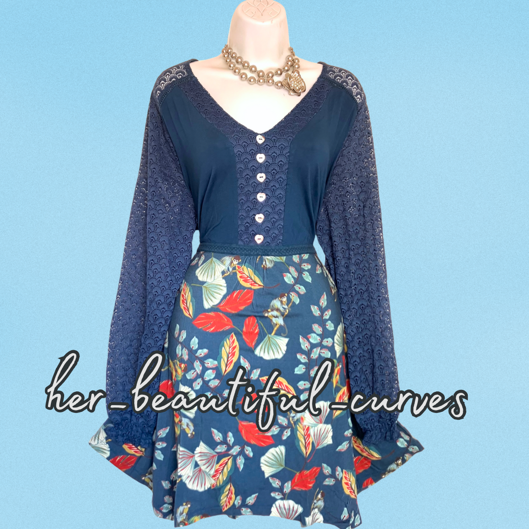 JOE BROWNS QUIRKY & UNIQUE HANDKERCHIEF HEM JERSEY PARTY DRESS SIZE 22