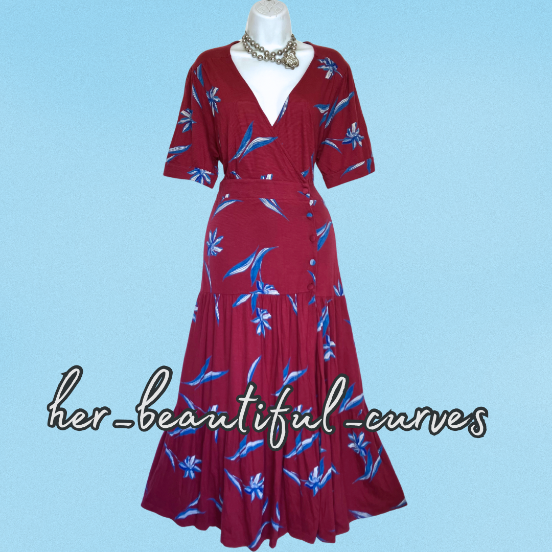 MONSOON GORGEOUS FLORAL PRINT JERSEY PARTY DRESS SIZE XL 18/20