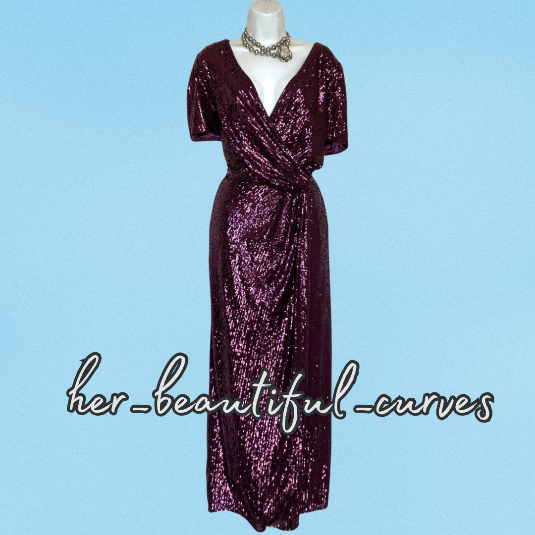 JOANNA HOPE SHIMMERING SEQUINS WEDDING EVENING PARTY DRESS SIZE 22