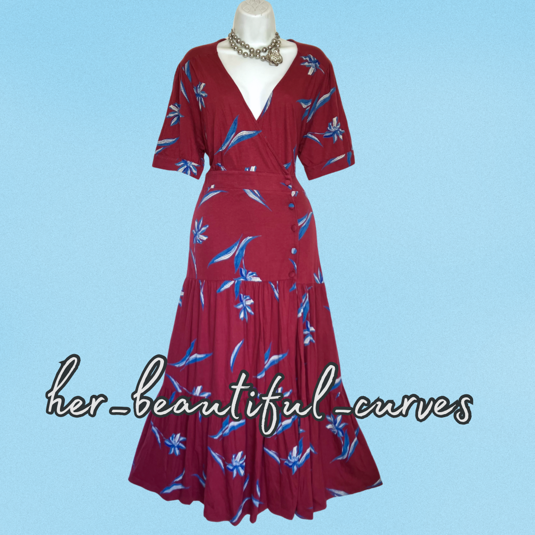 MONSOON GORGEOUS FLORAL PRINT JERSEY PARTY DRESS SIZE XL 18/20