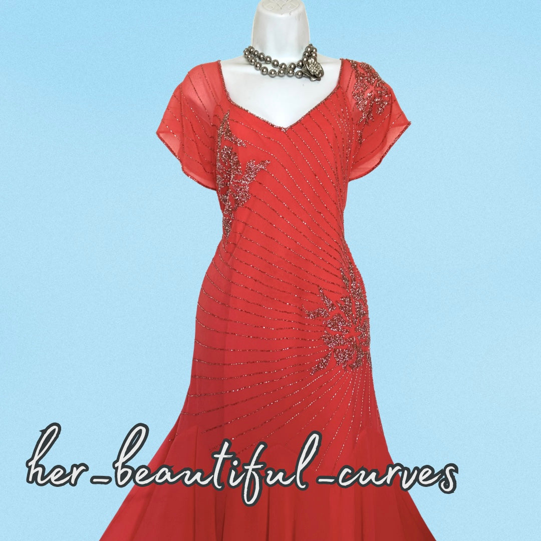 JOANNA HOPE BEADED EMBELLISHED HANKY HEM WEDDING OCCASION PARTY DRESS SIZE 26