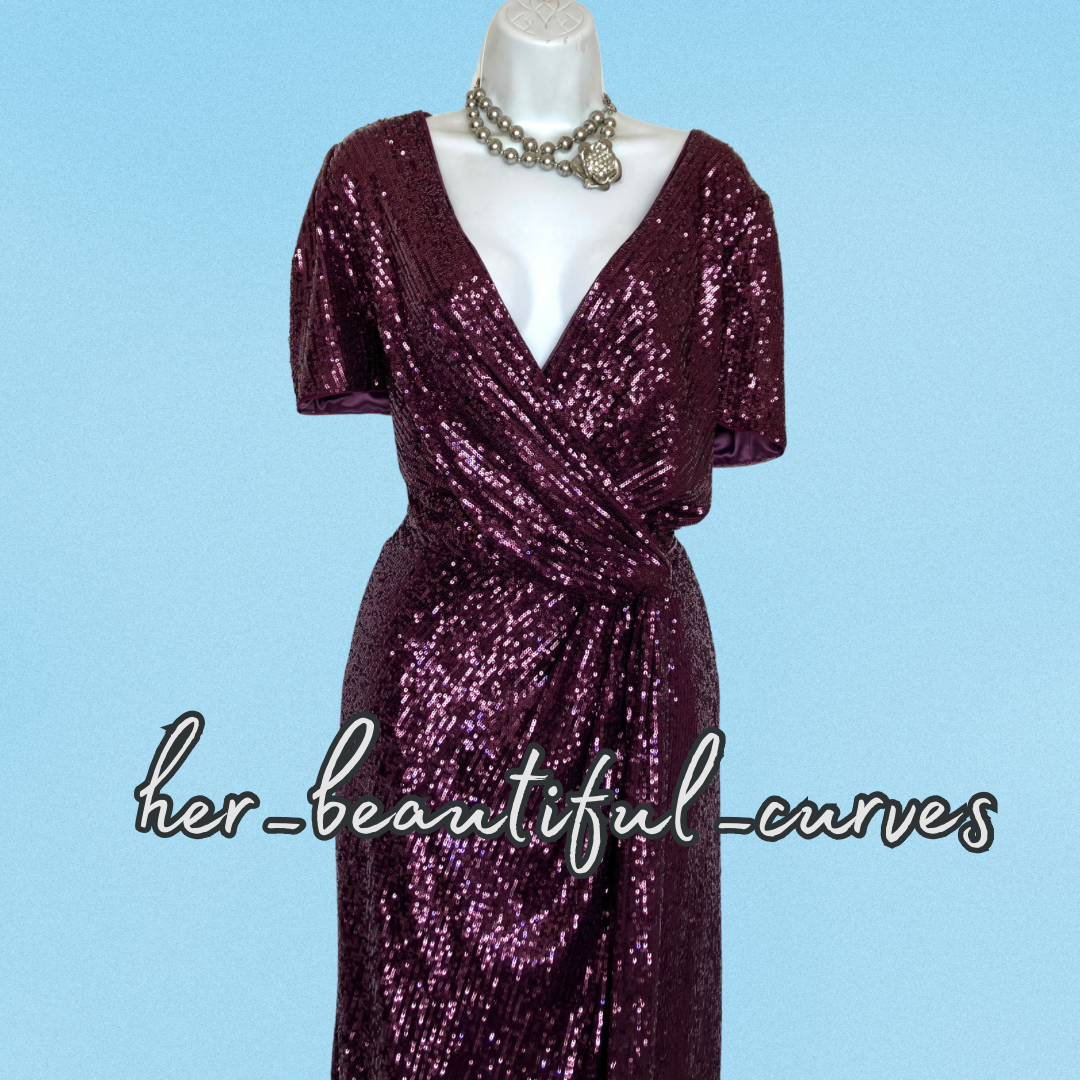 JOANNA HOPE SHIMMERING SEQUINS WEDDING EVENING PARTY DRESS SIZE 22