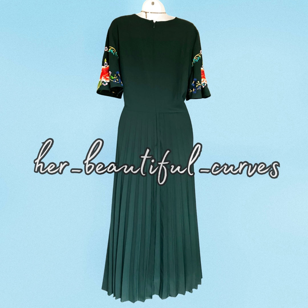 ASOS EMBROIDERED FLORAL PLEATED WEDDING OCCASION PARTY DRESS SIZE 16