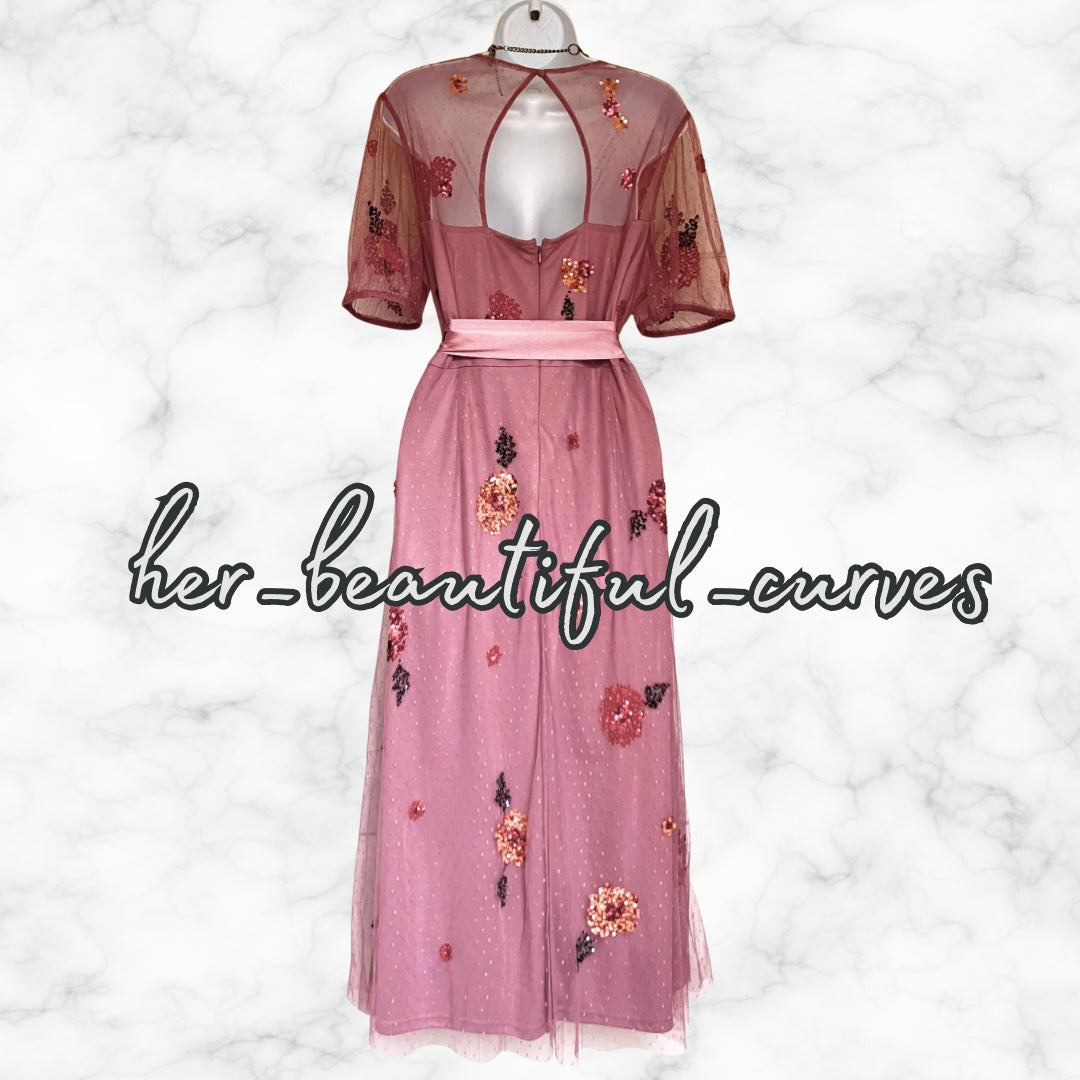 MONSOON SEQUINNED 40s STYLE WEDDING OCCASION PARTY DRESS SIZE 16