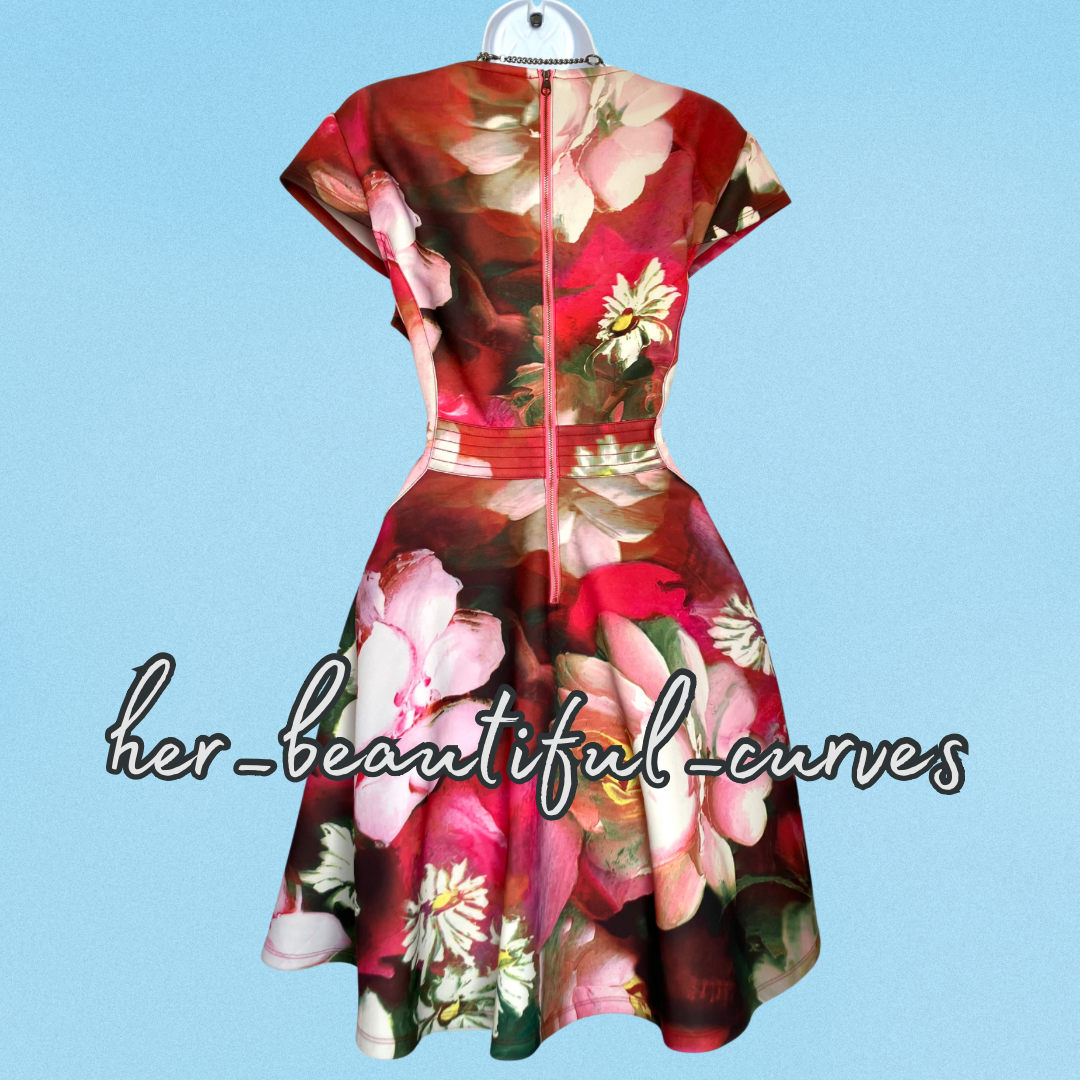 TED BAKER FLORAL PRINT WEDDING OCCASION PARTY DRESS TED SIZE 4 UK SIZE 14