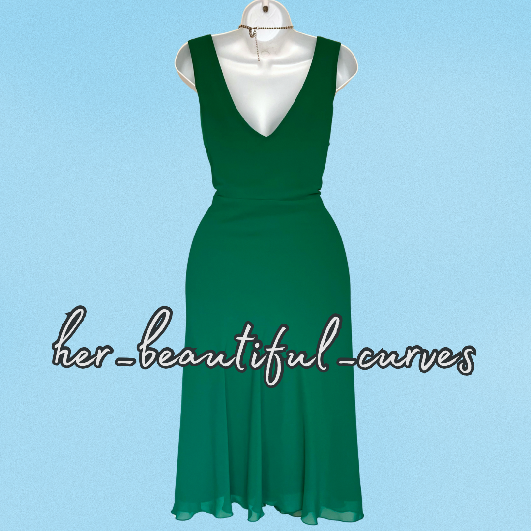 DEBENHAMS Gorgeous Green Flippy Empire Line Evening Party Dress Size 14