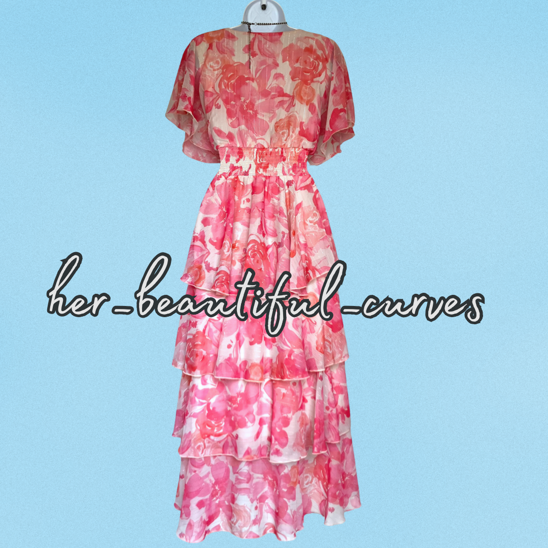 QUIZ FLORAL SHIMMERING THREDS WEDDING OCCASION PARTY DRESS SIZE 14