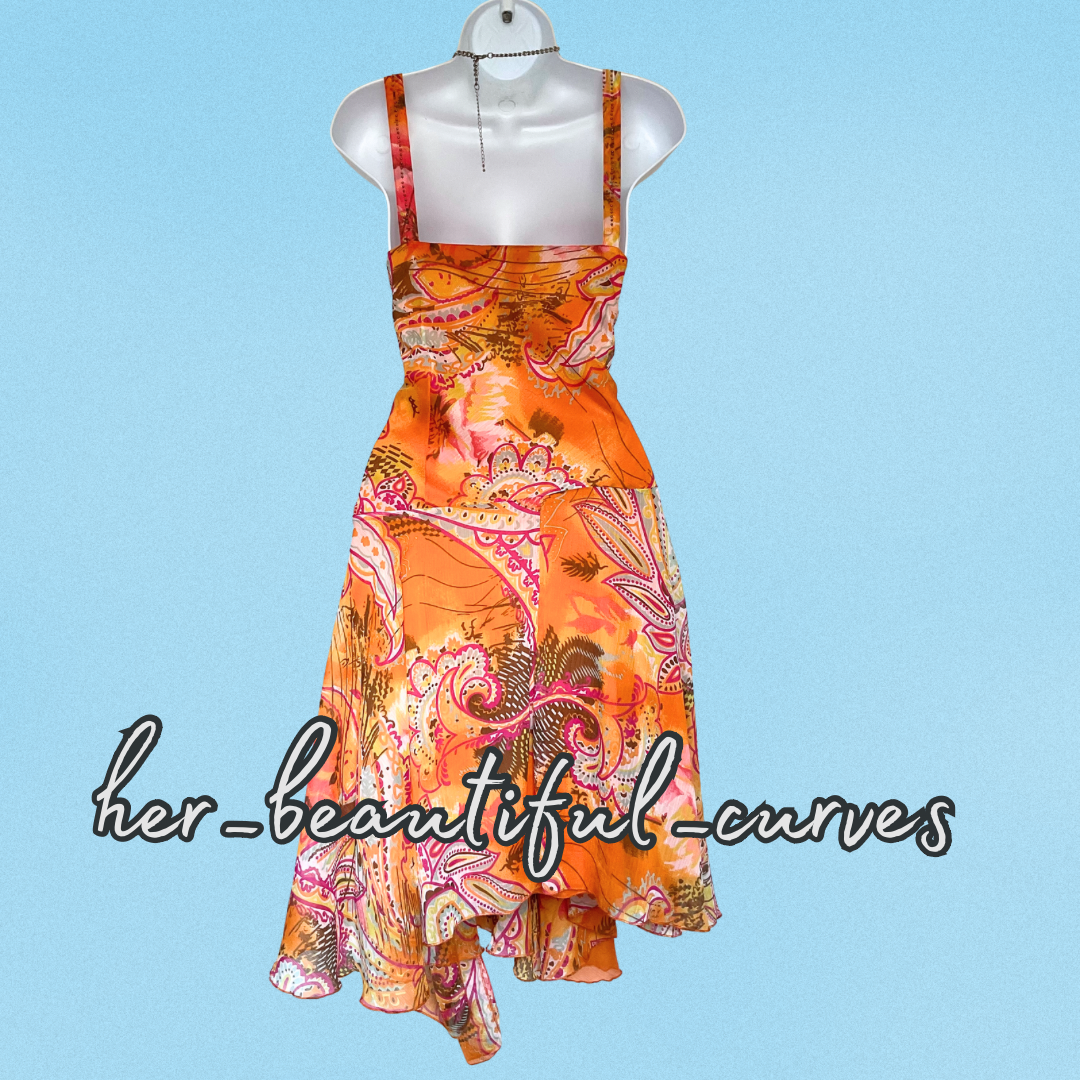 JOE BROWNS PAISLEY FLORAL HANDKERCHIEF HEM OCCASION PARTY DRESS SIZE 18