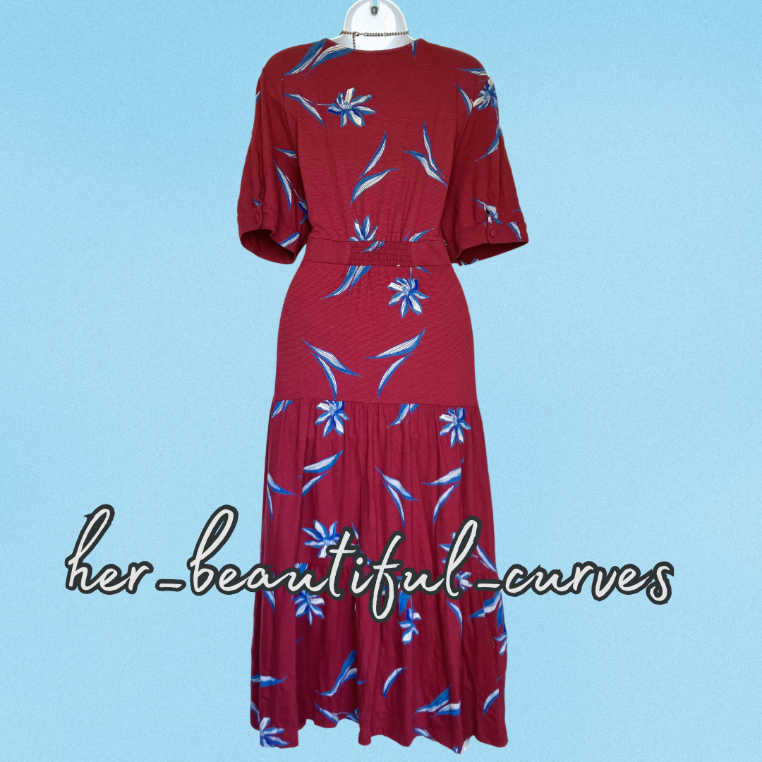 MONSOON GORGEOUS FLORAL PRINT JERSEY PARTY DRESS SIZE XL 18/20