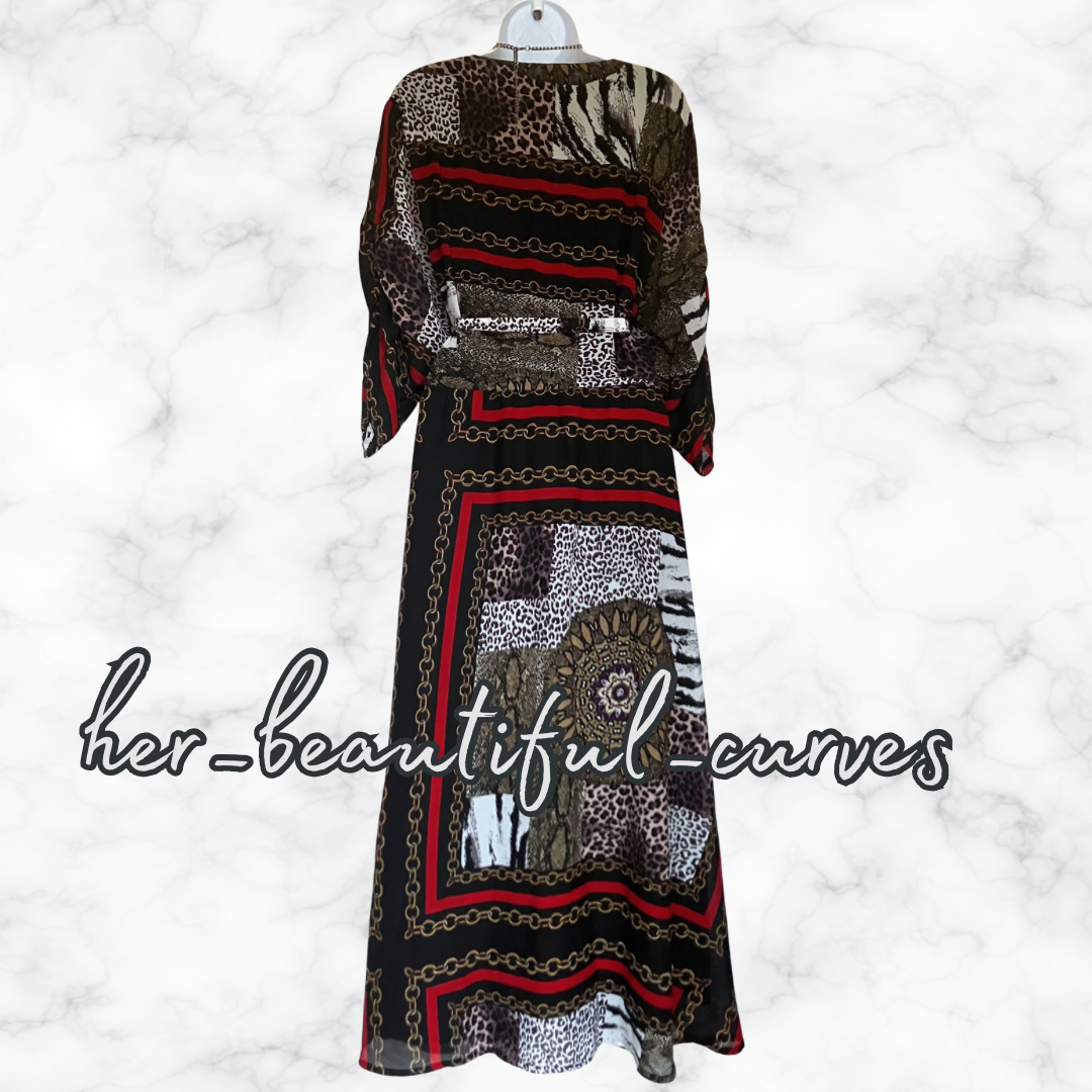 JOE BROWNS CHAIN & ART DECO PRINT PARTY DRESS SIZE 24