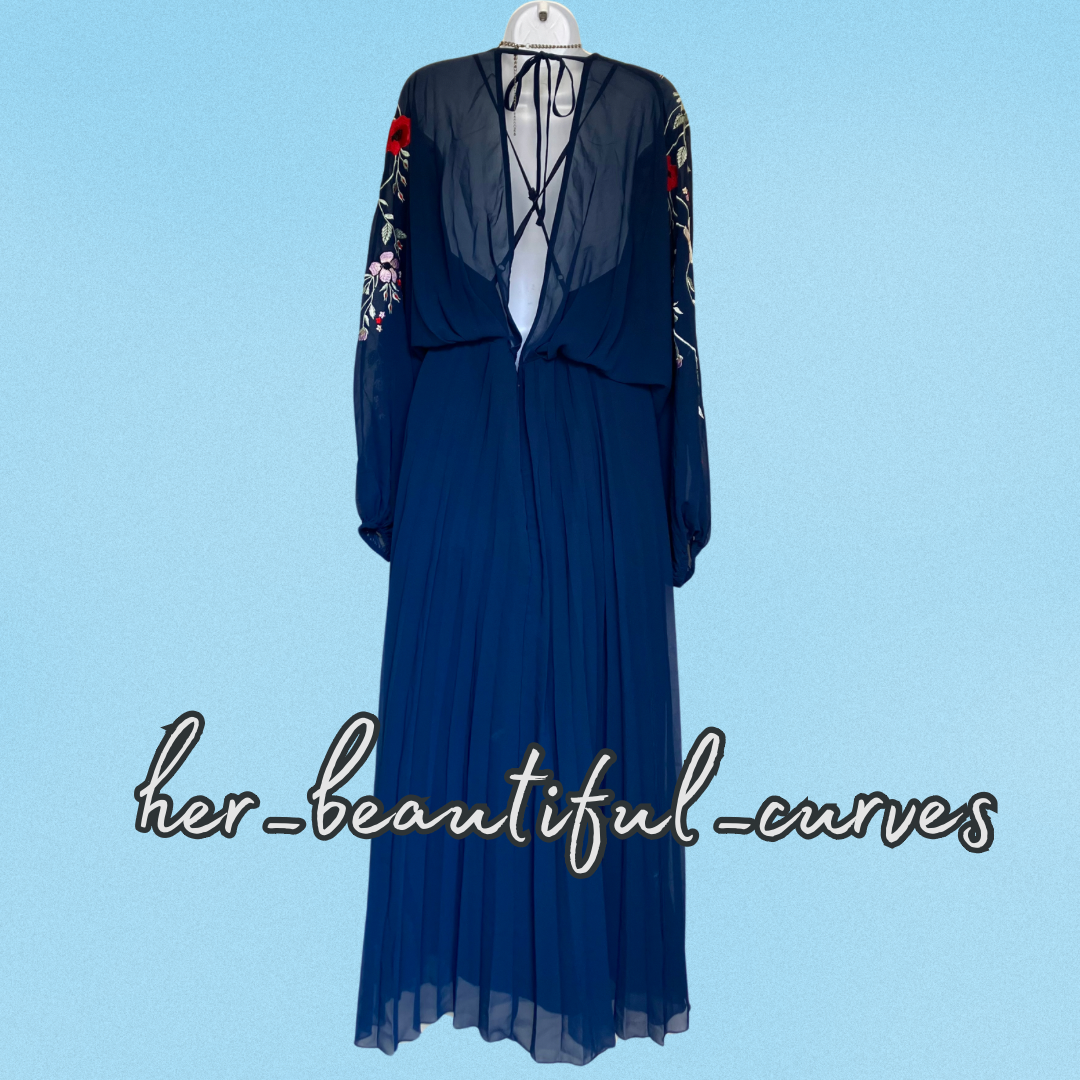 ASOS EMBROIDERED FLORAL PLEATED WEDDING OCCASION PARTY DRESS SIZE 14