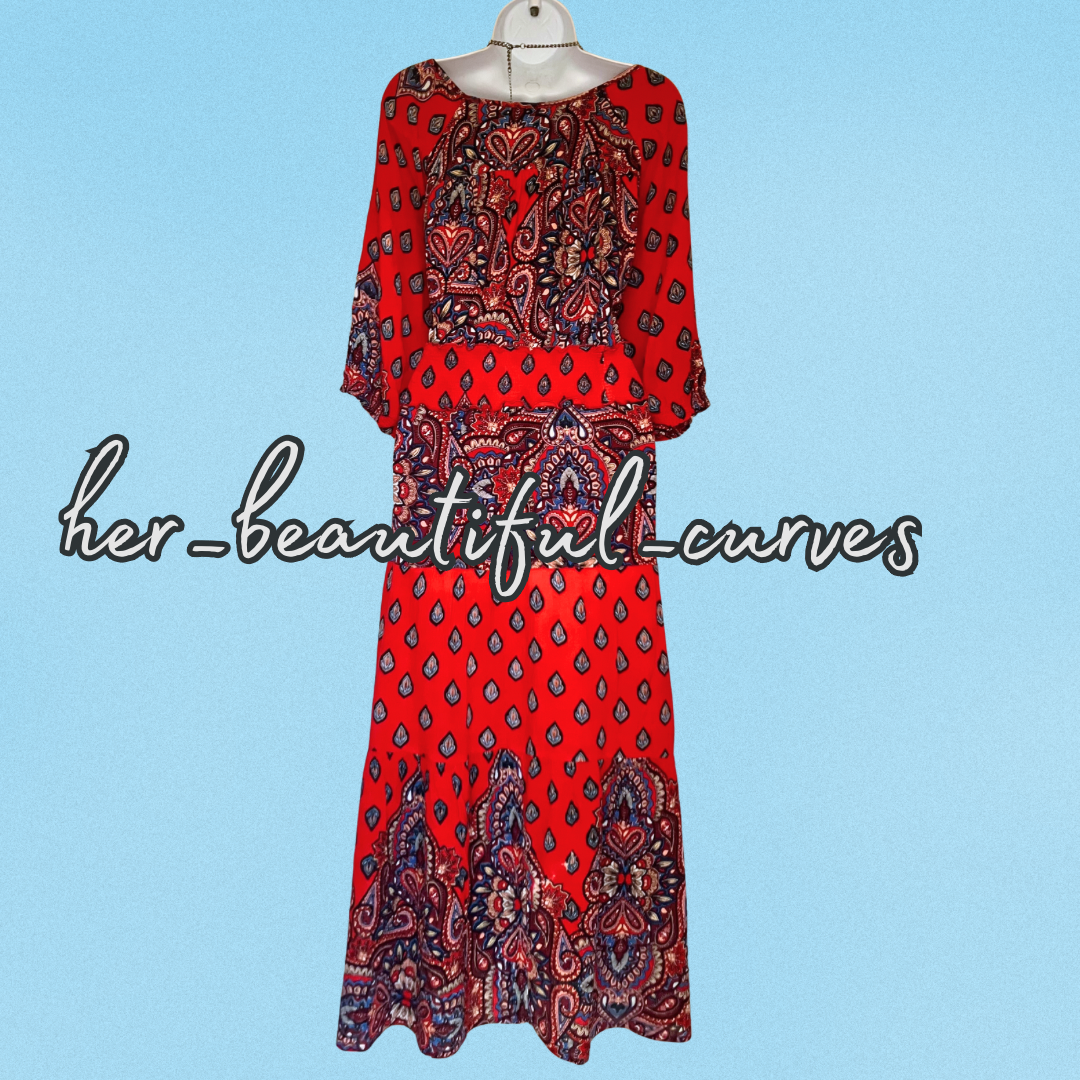 JOE BROWNS BOHO PAISLEY FLORAL PRINT OCCASION WEDDING PARTY DRESS SIZE 24