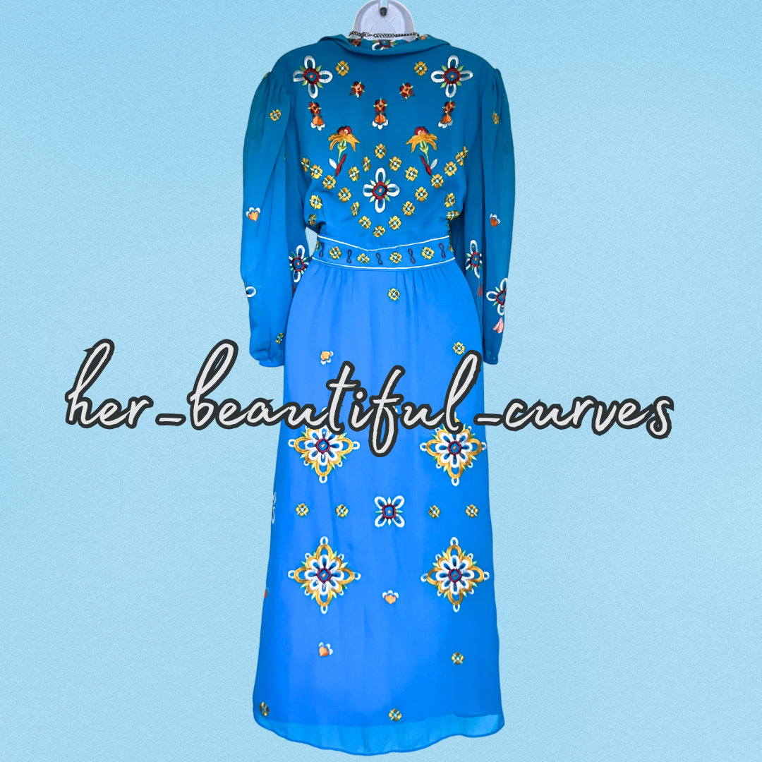 MONSOON EMBROIDERED FLORAL 40s STYLE WEDDING OCCASION PARTY DRESS SIZE 18