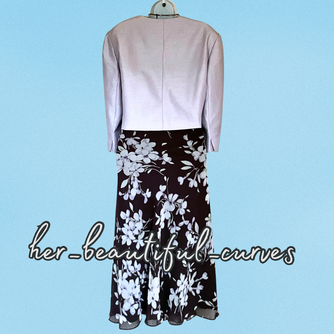 JACQUES VERT FLORAL PRINT WEDDING OCCASION PARTY DRESS SIZE 18 Jacket SIZE 20
