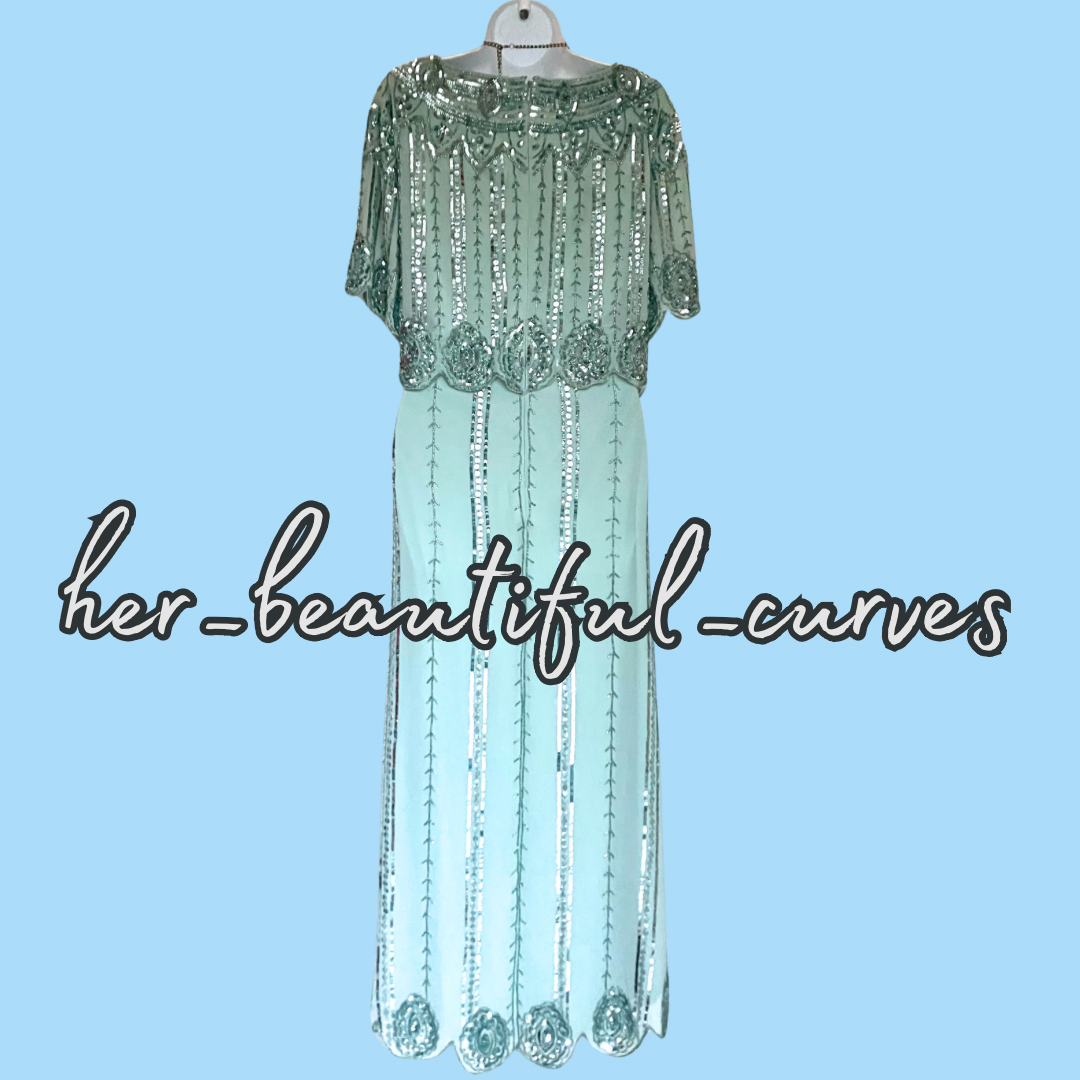 JOANNA HOPE BEADED SEQUINED HI LOW WEDDING OCCASION PARTY DRESS SIZE 18