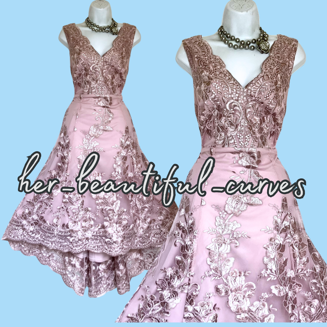 QUIZ SHIMMERING EMBROIDERED FLORAL HI LOW OCCASION WEDDING DRESS SIZE 16 new