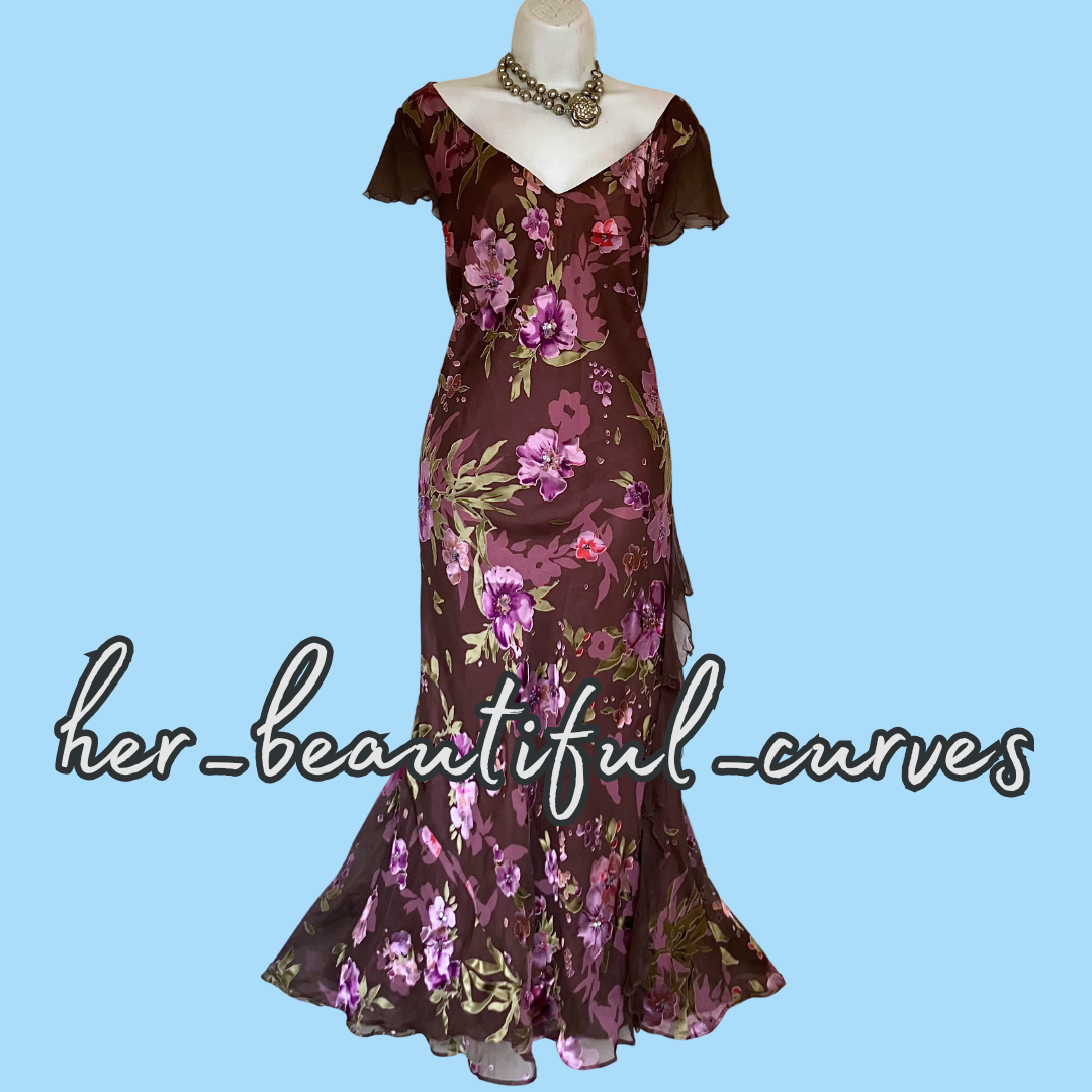 MONSOON FLORAL WITH SEQUINS WEDDING OCCASION PARTY SLIP DRESS SIZE 20