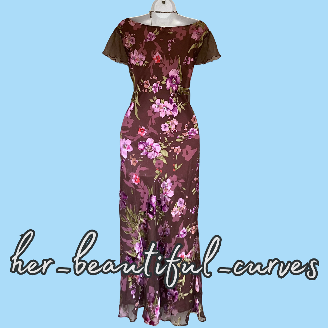 MONSOON FLORAL WITH SEQUINS WEDDING OCCASION PARTY SLIP DRESS SIZE 20