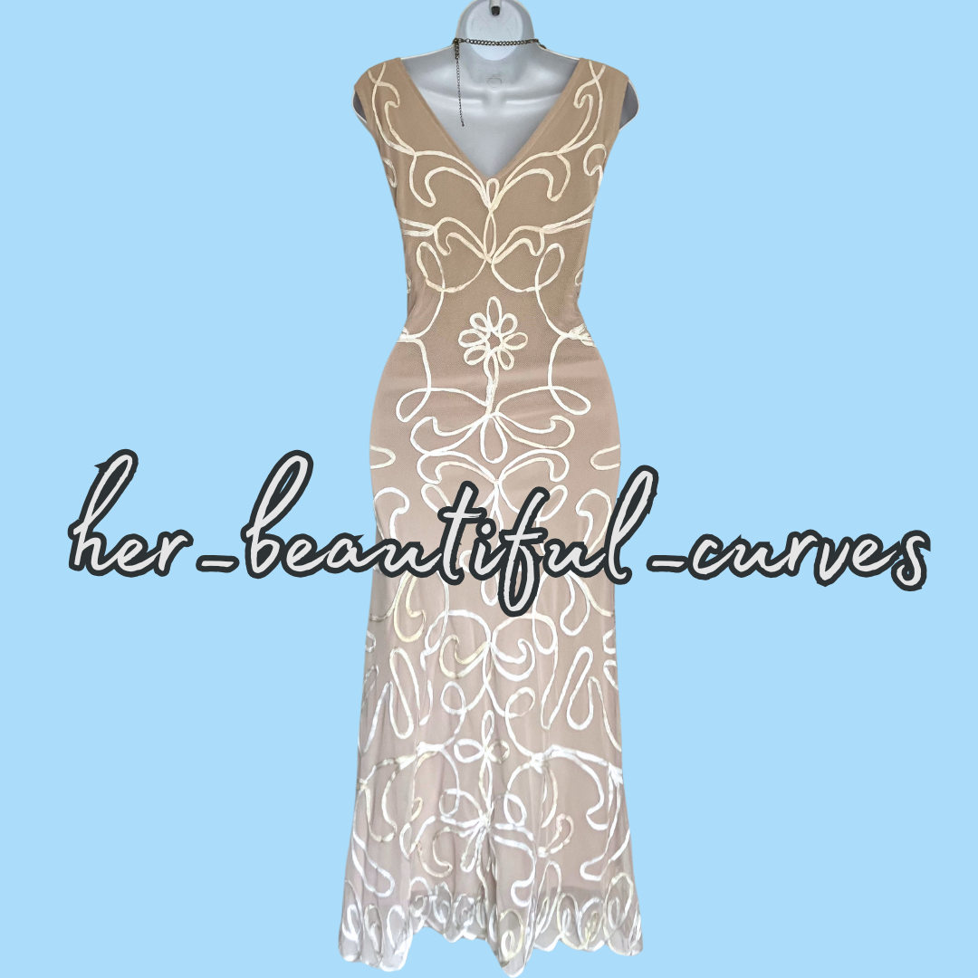 NIGHTINGALES TAPE WORK WEDDING OCCASION PARTY DRESS & BOLERO SIZE 20
