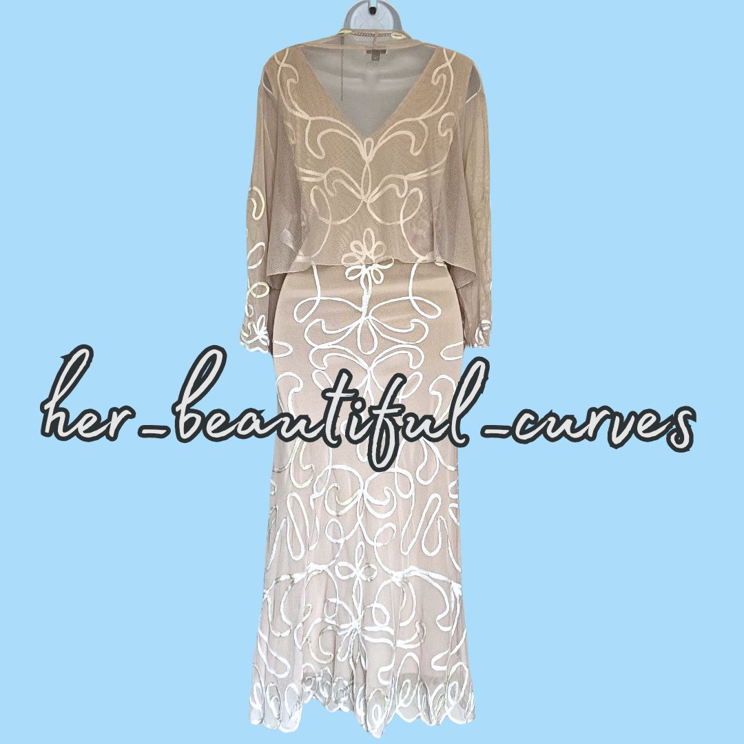 NIGHTINGALES TAPE WORK WEDDING OCCASION PARTY DRESS & BOLERO SIZE 20