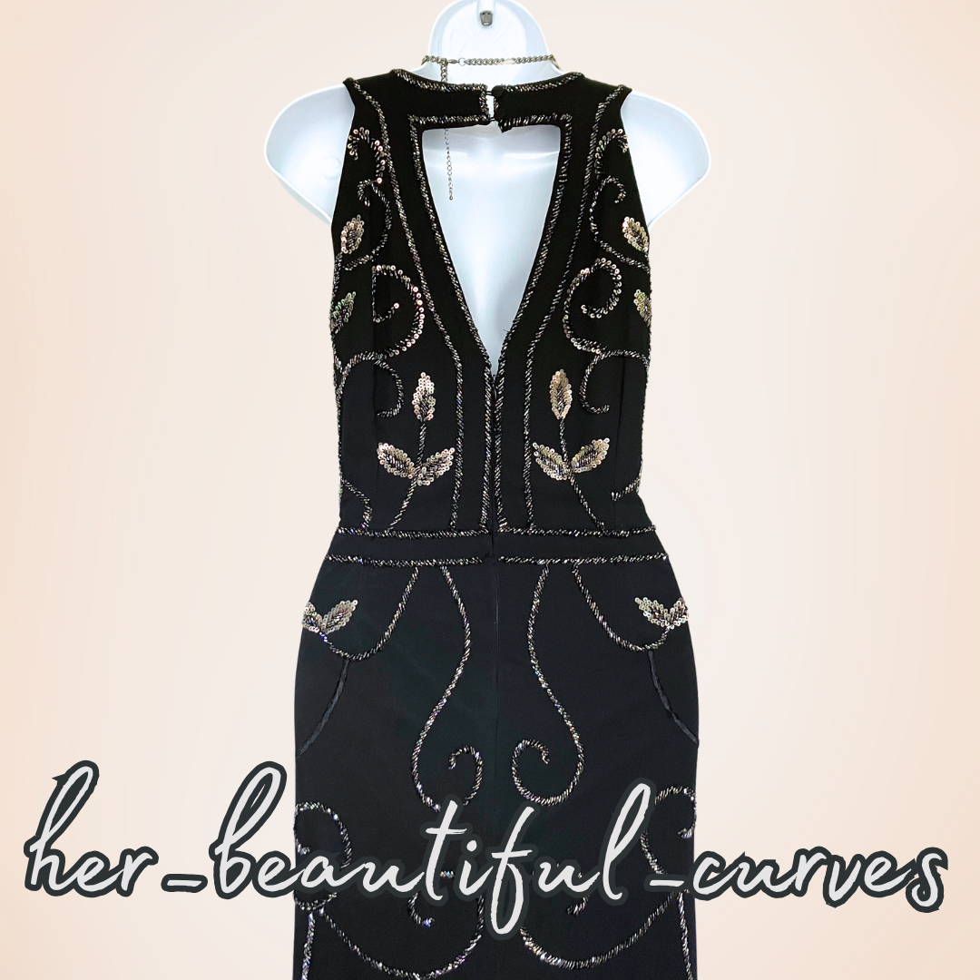 JOANNA HOPE EMBROIDERED SEQUINNED BEADED EMBELLISHED EVENING PARTY DRESS SIZE 16
