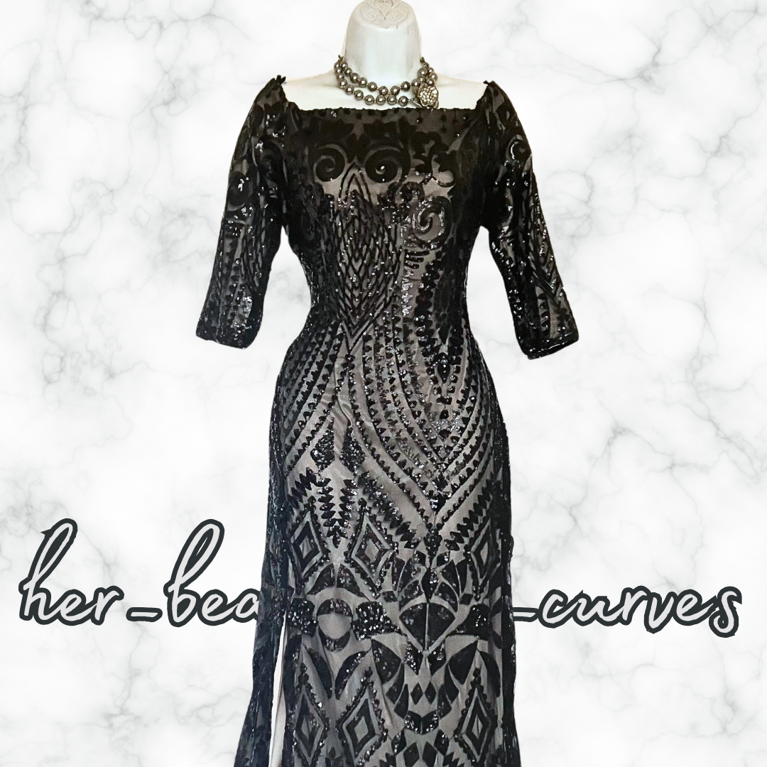 QUIZ SHIMMERING SEQUINS MAXI WEDDING OCCASION EVENING DRESS SIZE 18 fits 16