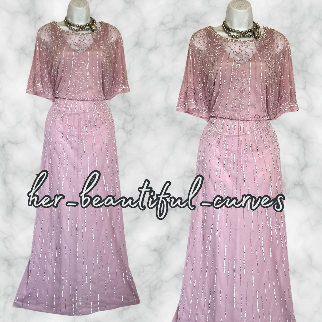 MONSOON SEQUINS BEADS WEDDING OCCASION EVENING PARTY MAXI DRESS SIZE 16