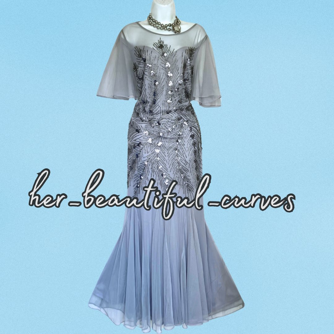 JOANNA HOPE SEQUINED BEADED EMBELLISHED OCCASION EVENING PARTY DRESS SIZE 16