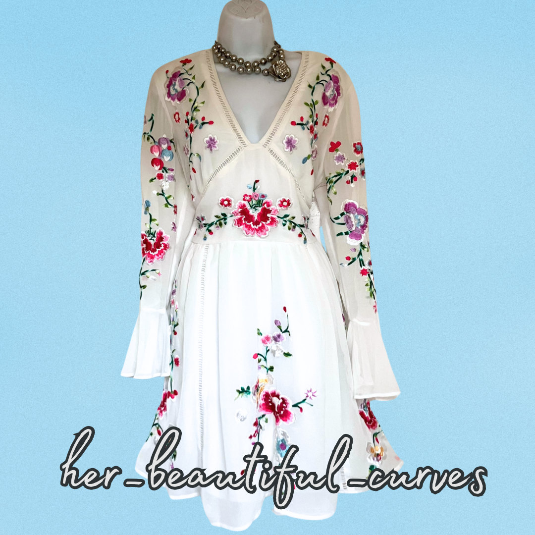 ASOS EMBROIDERED FLORAL WEDDING OCCASION PARTY DRESS SIZE 16