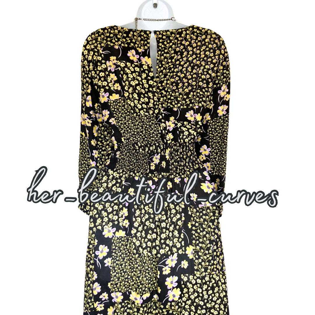 JOE BROWNS FLORAL PRINT HANDKERCHIEF HEM MIDI PARTY DRESS SIZE 20