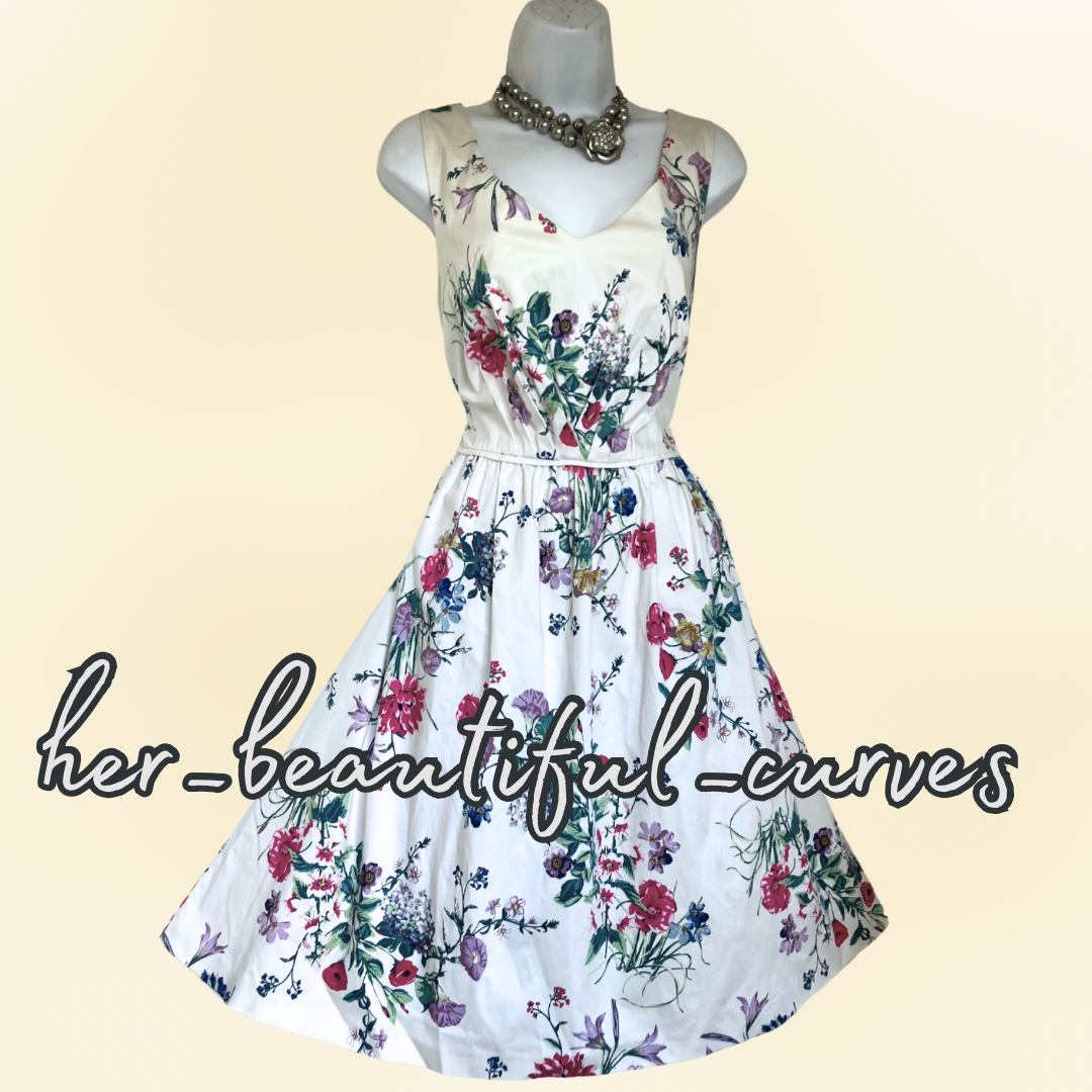 MONSOON GORGEOUS FLORAL PRINT 50s FIT & FLARE DRESS SIZE 16
