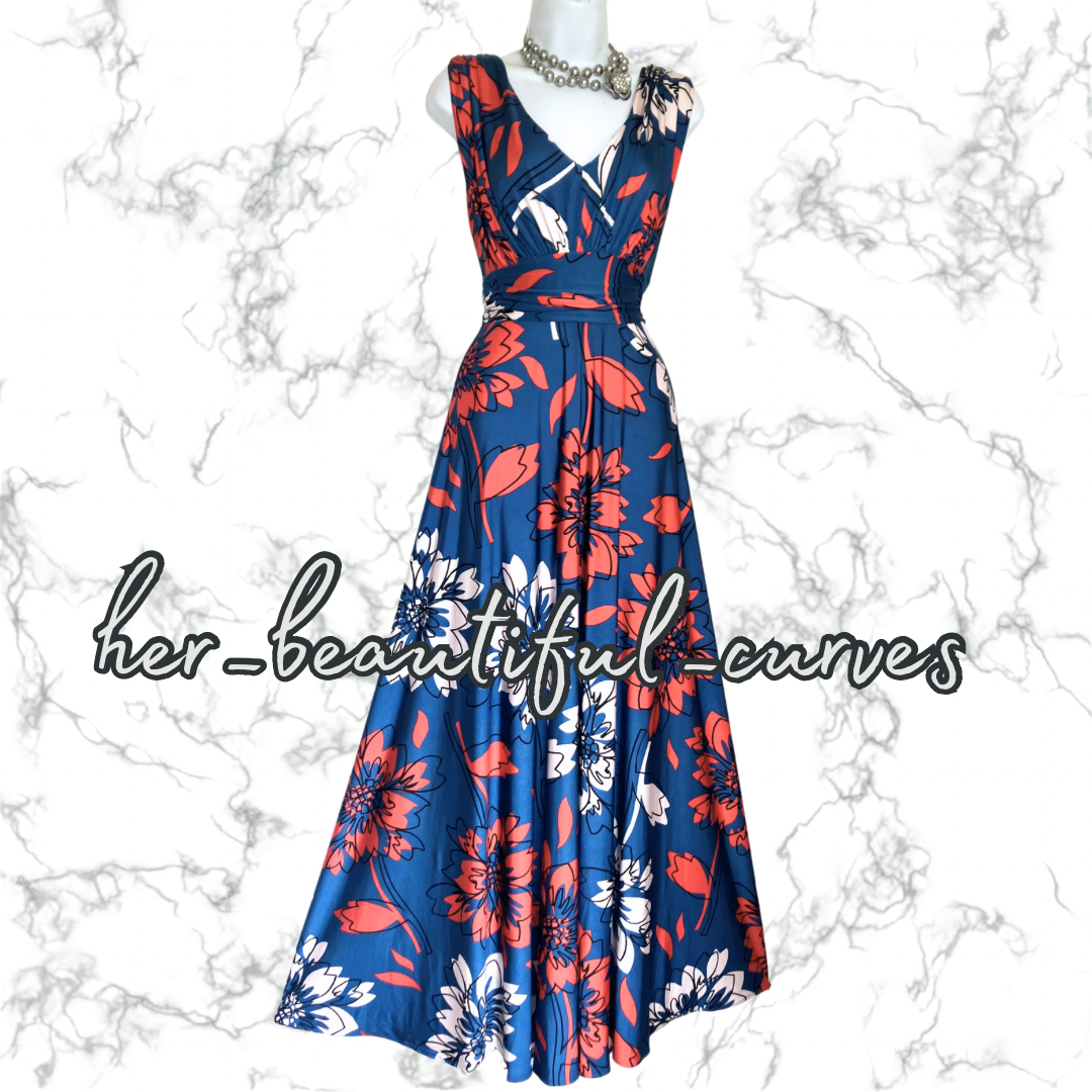JACQUES VERT FLORAL PRINT JERSEY WEDDING OCCASION PARTY DRESS SIZE 16