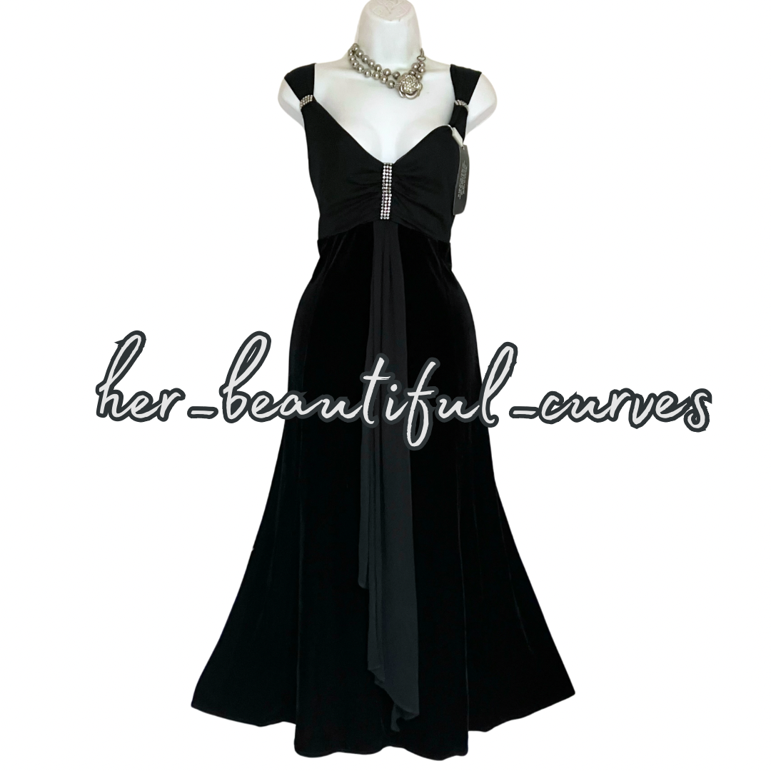 JOANNA HOPE RICH BALCK DIAMANTÉS VELVET OCCASION EVENING PARTY DRESS SIZE 18 new