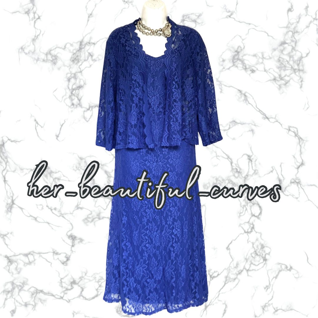 NIGHTINGALES EMBROIDERED LACE WEDDING OCCASION PARTY DRESS & BOLERO SIZE 24