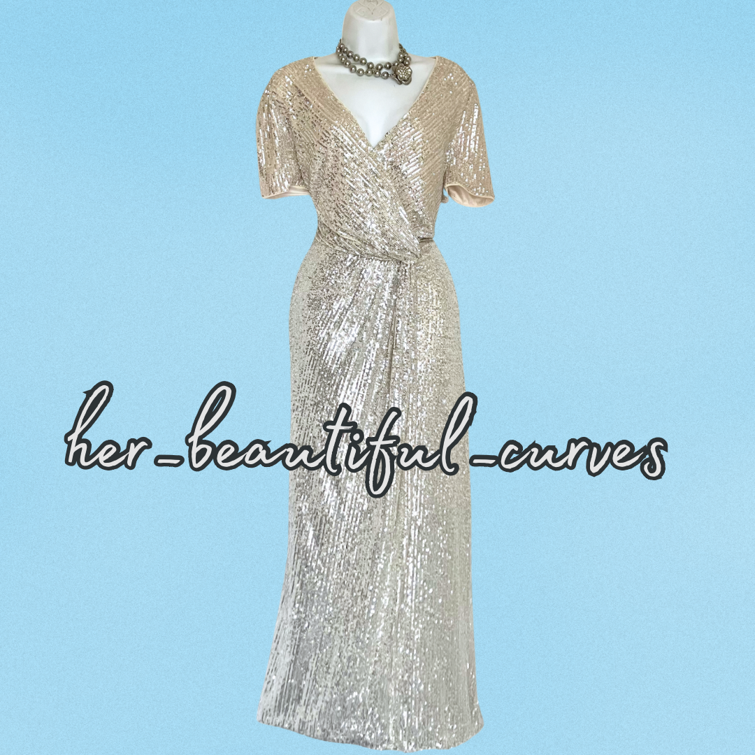 JOANNA HOPE SHIMMERING SEQUINS EVENING MIID PARTY DRESS SIZE 18