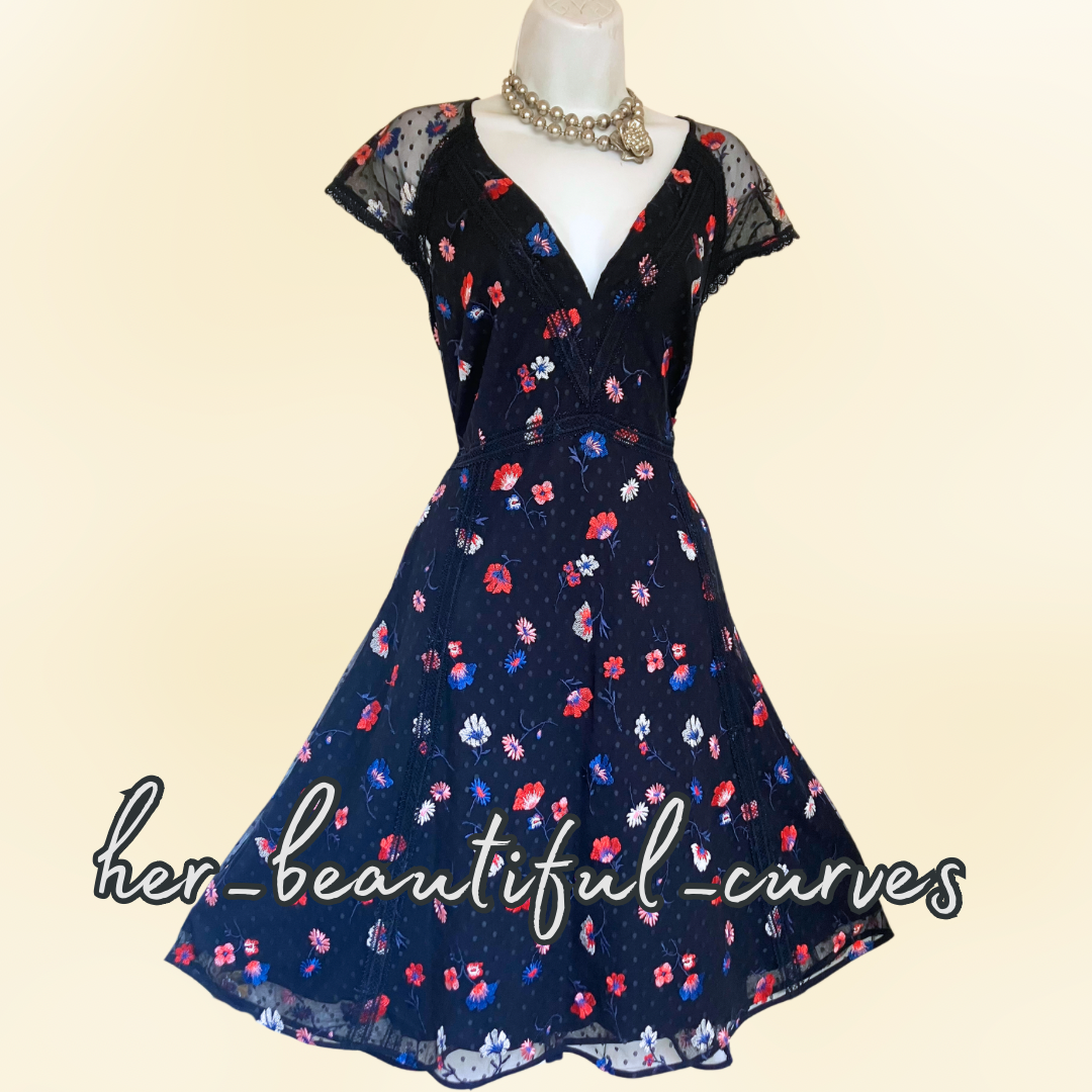 MONSOON EMBROIDERED FLORAL WEDDING OCCASION PARTY DRESS SIZE 18