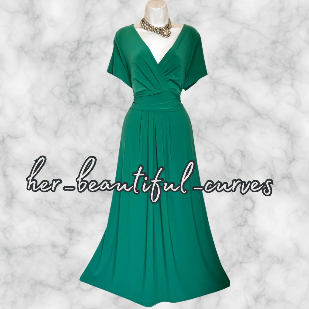 JOANNA HOPE GORGEOUS GREEN JERSEY MIDI/MAXI PARTY DRESS SIZE 20
