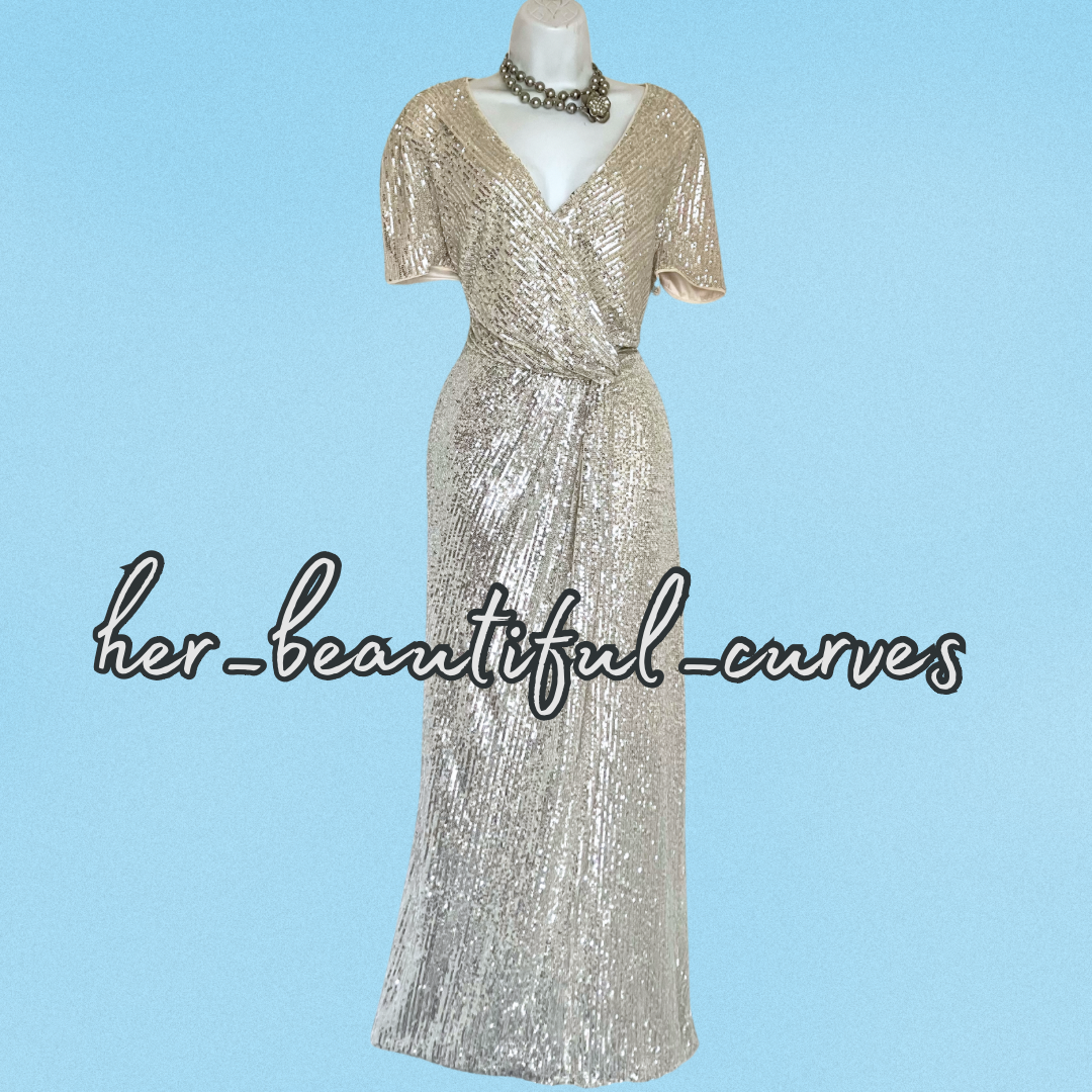 JOANNA HOPE SHIMMERING SEQUINS EVENING MIID PARTY DRESS SIZE 18
