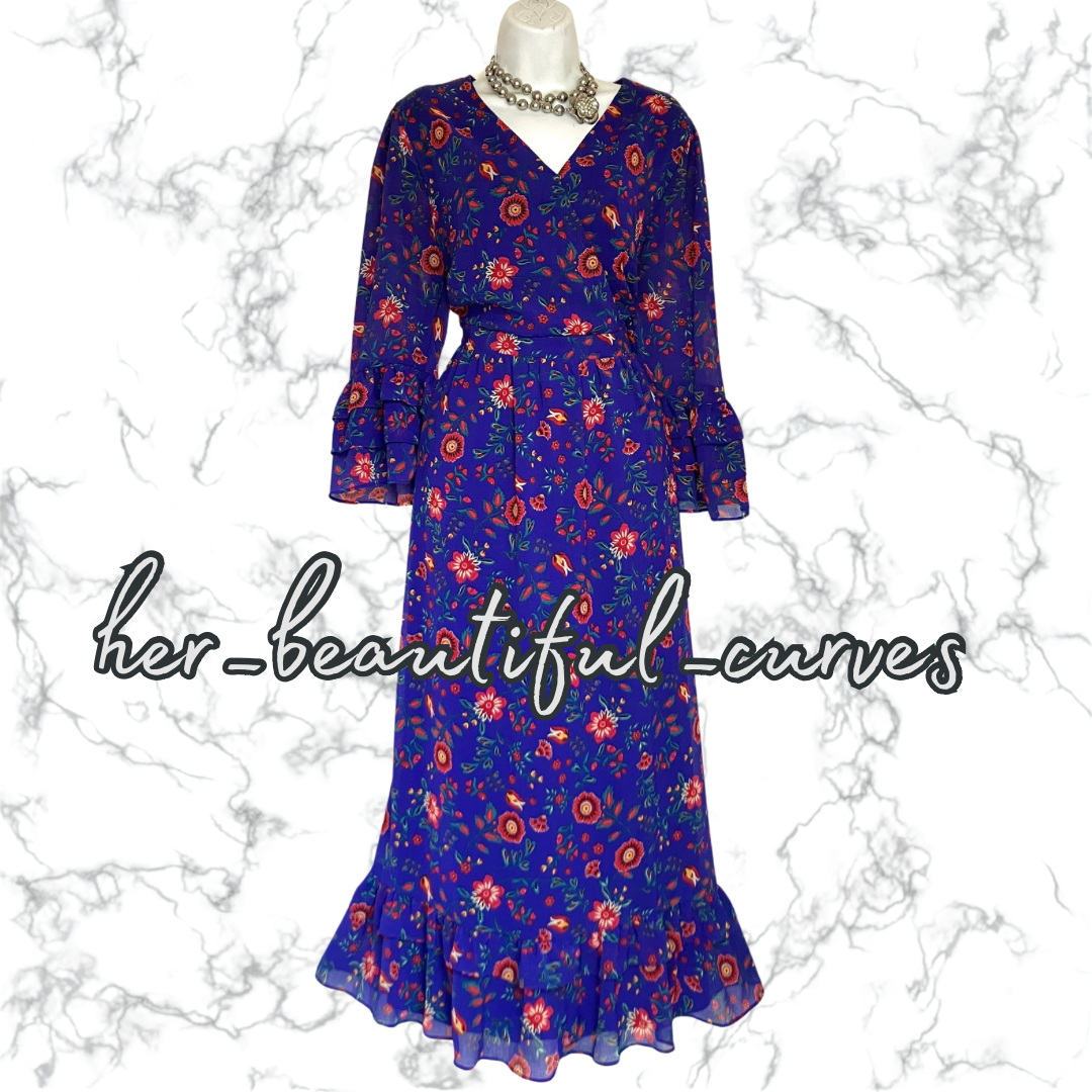 JOANNA HOPE FLORAL PRINT WEDDING OCCASION PARTY DRESS SIZE 20 fits 18