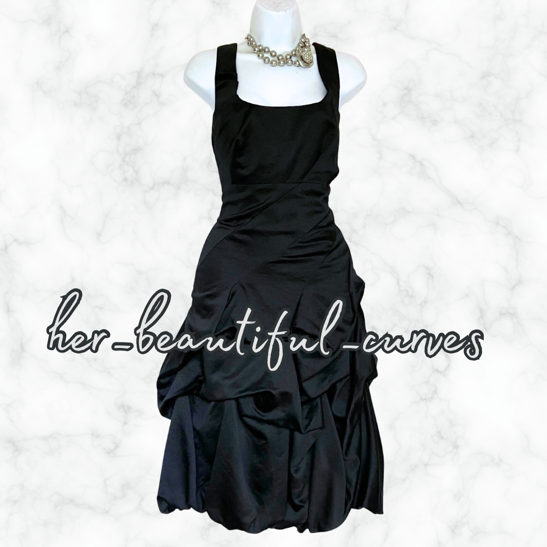 MONSOON RICH BLACK VINTAGE STYLE FLARED COCKTAIL PARTY DRESS SIZE 18 (slim 18)