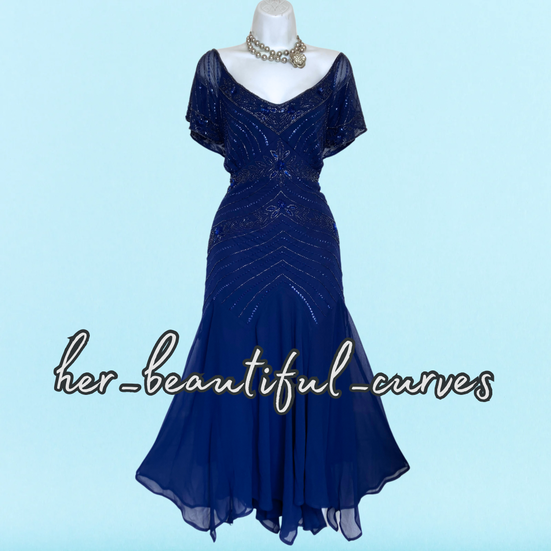 JOANNA HOPE SEQUINNED BEADED EVENING EMBELLISHED OCCASION PARTY DRESS SIZE 24