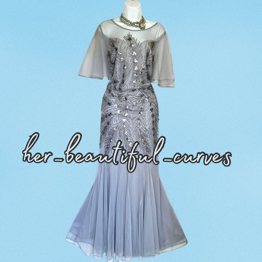 JOANNA HOPE SEQUINED BEADED EMBELLISHED OCCASION EVENING PARTY DRESS SIZE 16