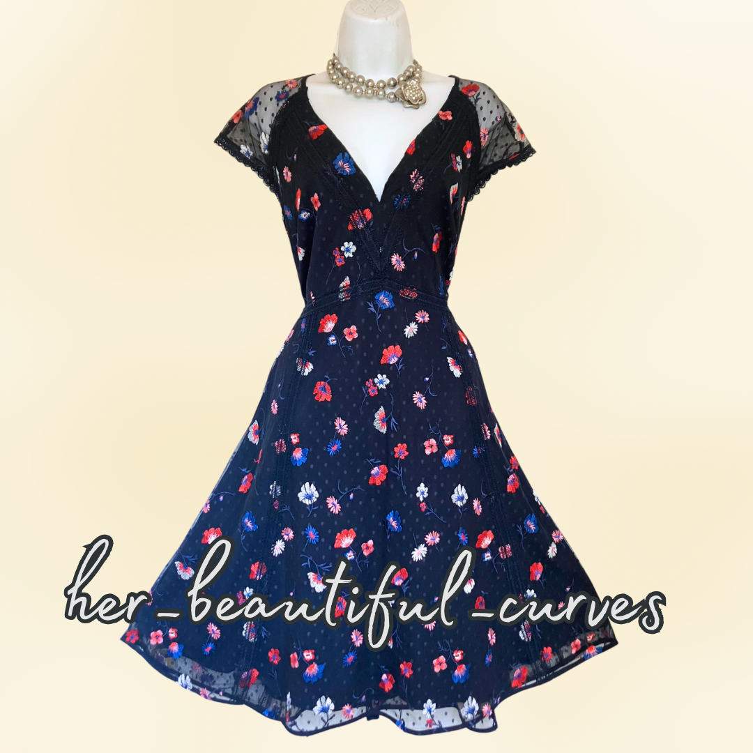 MONSOON EMBROIDERED FLORAL WEDDING OCCASION PARTY DRESS SIZE 18