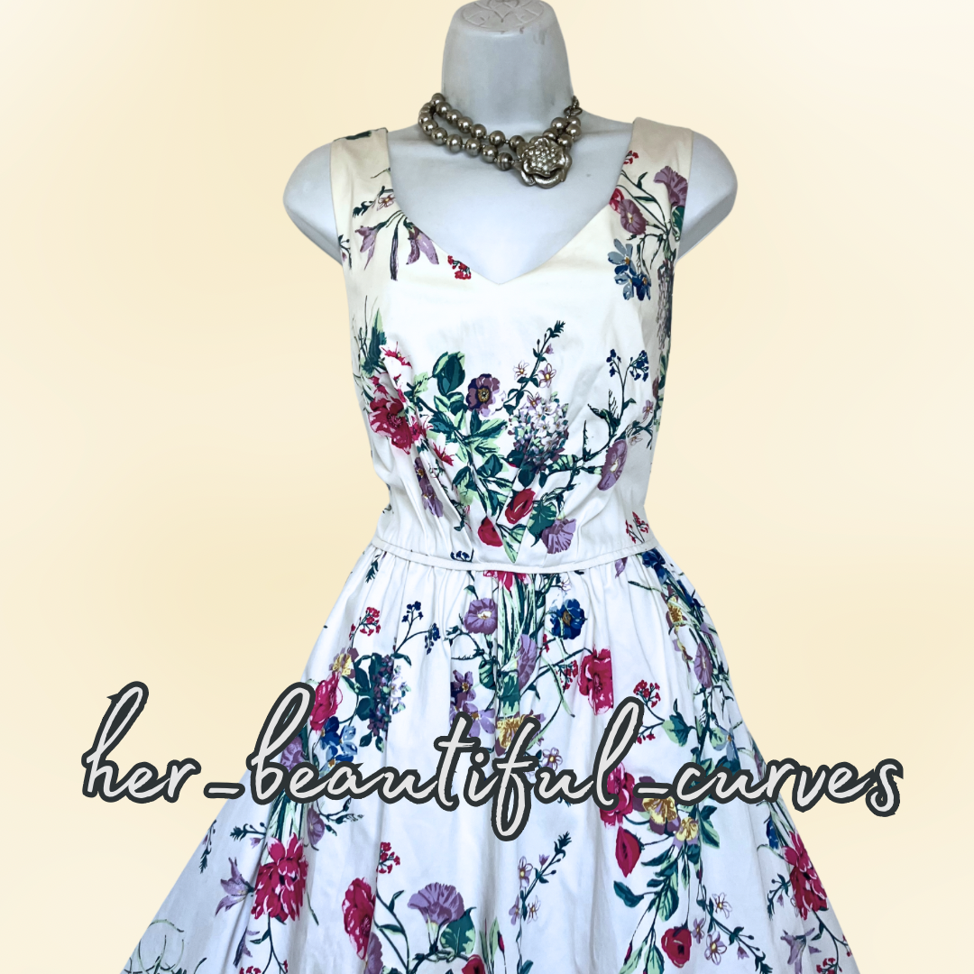 MONSOON GORGEOUS FLORAL PRINT 50s FIT & FLARE DRESS SIZE 16