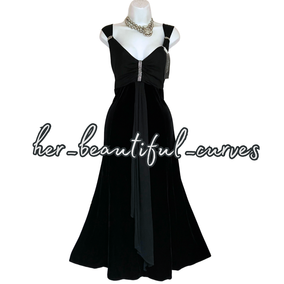 JOANNA HOPE RICH BALCK DIAMANTÉS VELVET OCCASION EVENING PARTY DRESS SIZE 18 new