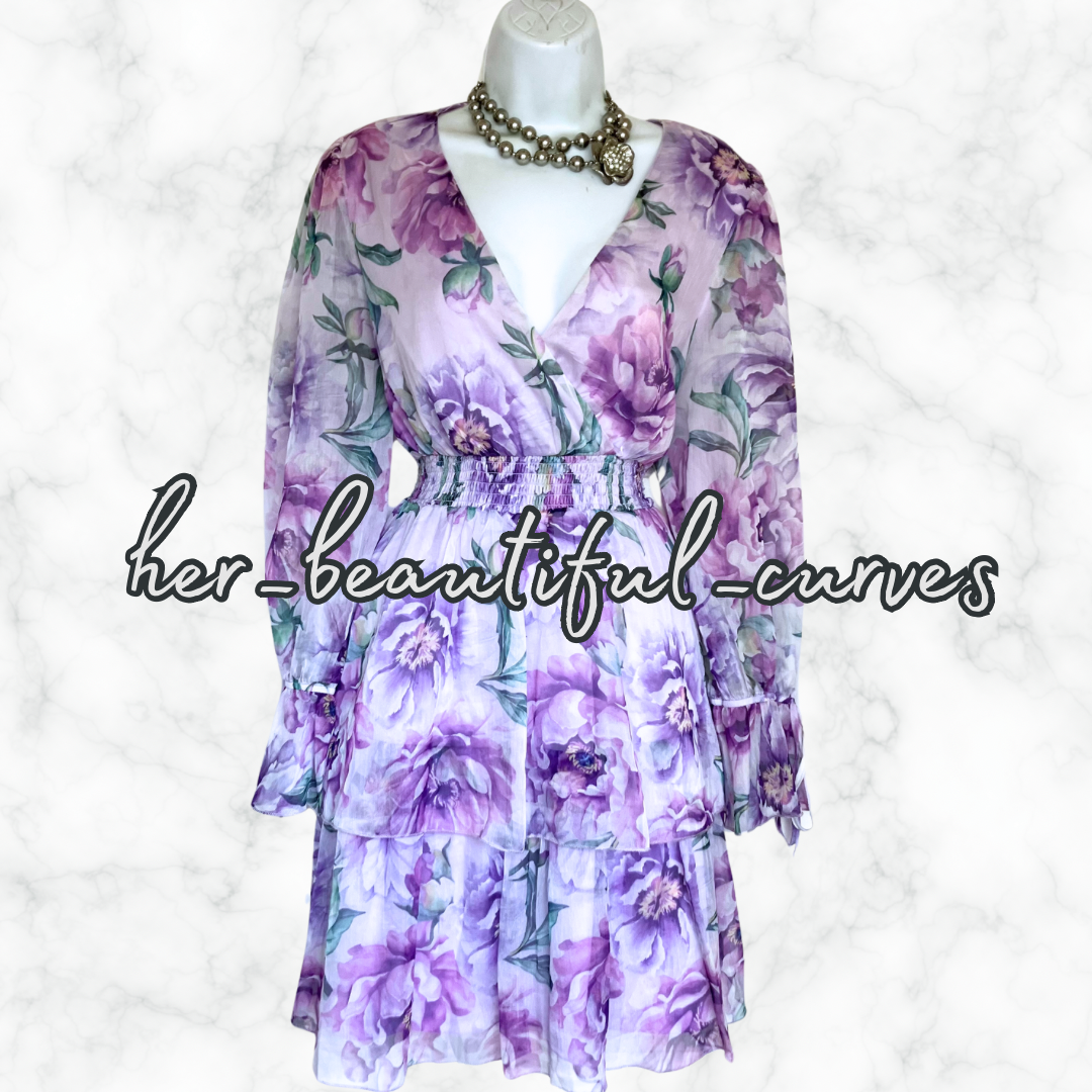 QUIZ FLORAL PRINT TIERED WEDDIN OCCASION PARTY DRESS SIZE 16