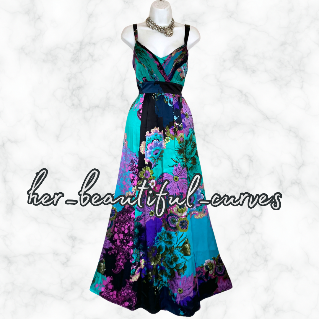 MONSOON SILK FLORAL PRINT WEDDING OCCASION PARTY DRESS SIZE 16