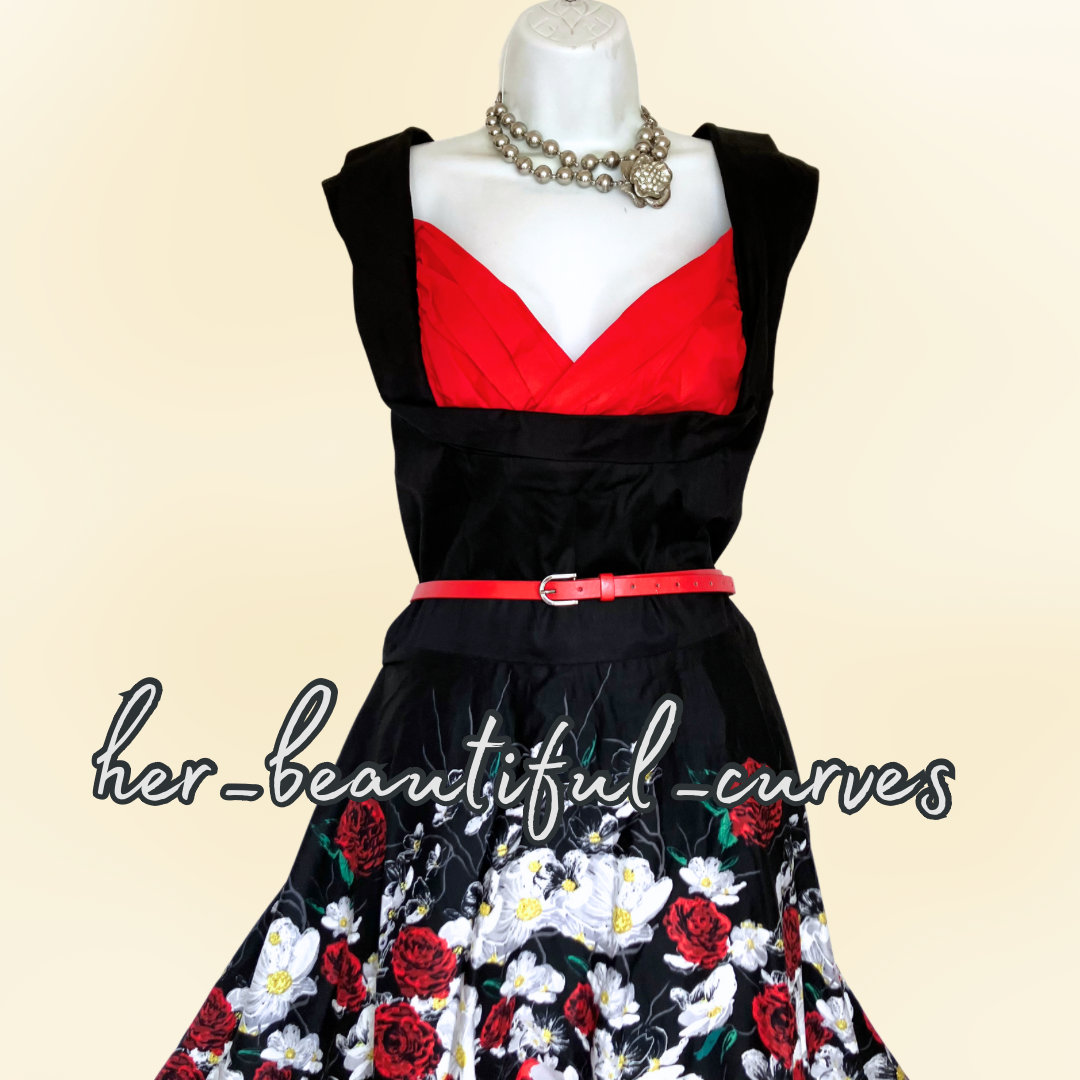 LINDY BOP ROSES PRINT VINTAGE STYLE OCCASION PARTY DRESS SIZE 22 new